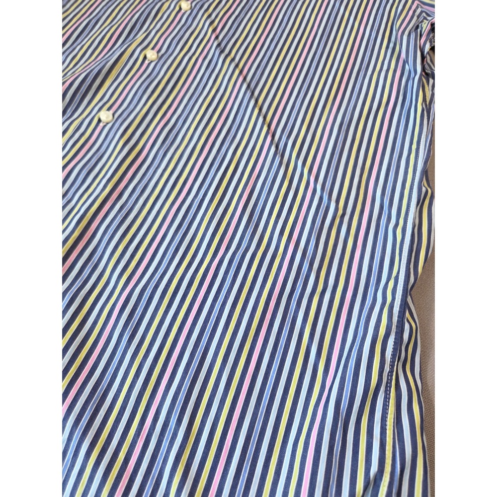 Robert Talbott Estate Mens M Navy Multi Stripe Cotton Button Shirt USA - Picture 5 of 9